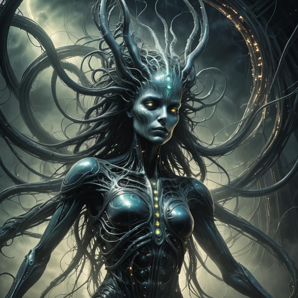 Ethereal Entity Emerges in Dark Surrealism Style