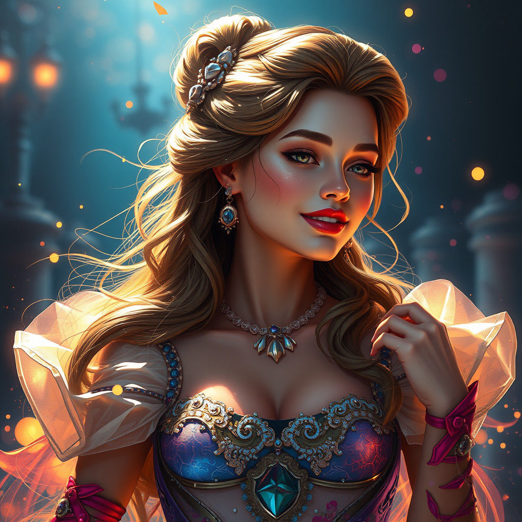 Detailed Portrait of Dancing Cinderella, Trending Art