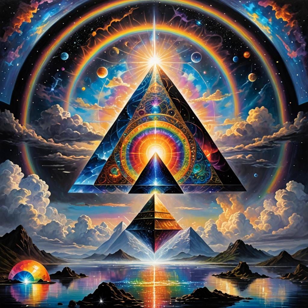 Crystal Pyramid Hedron with Glowing Energy Lasers