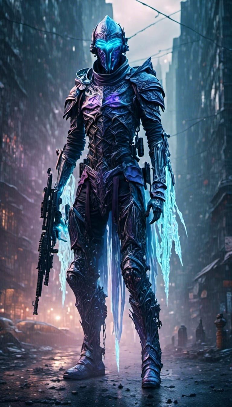 High Elf Sci-Fi Soldier in Cybernetic Armor