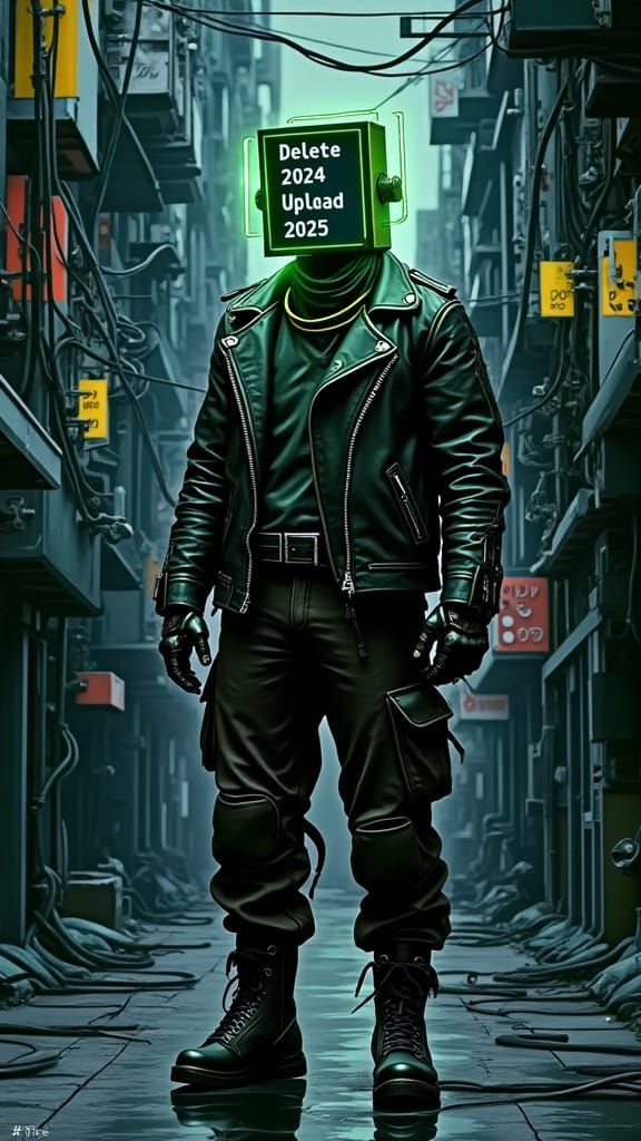 Digital Cyborg in Gritty Urban Landscape