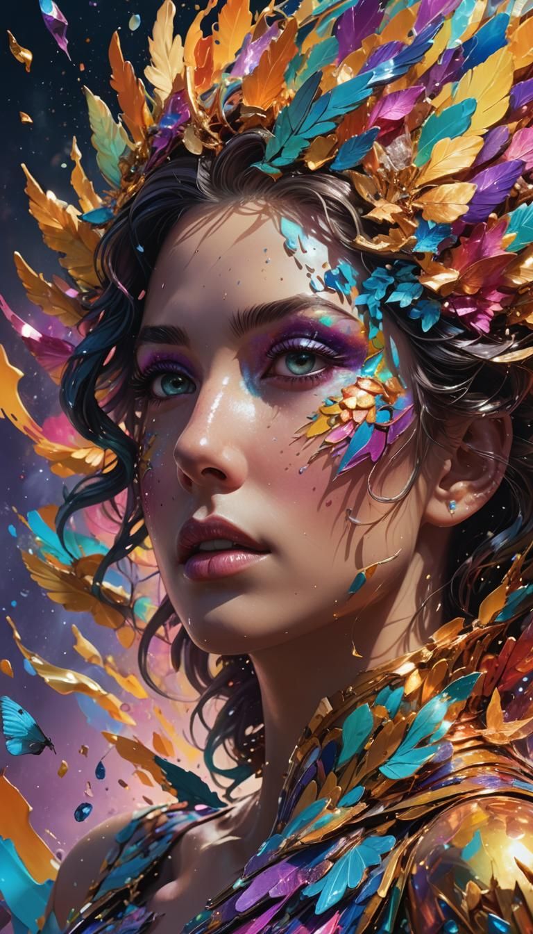 Colorful Psyche Portrait in Vibrant Splash Art Style