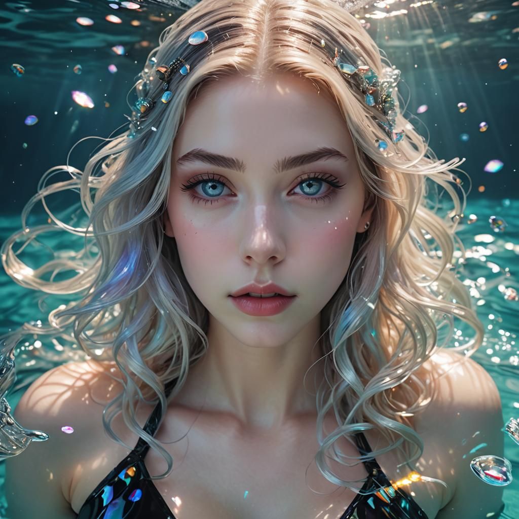 Iridescent Jeweled Woman in Prismatic Light