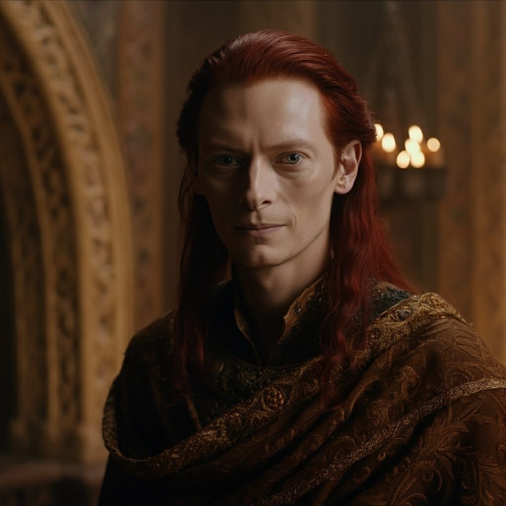 Byzantine Noble with Henna Hair, Photorealistic Film Still