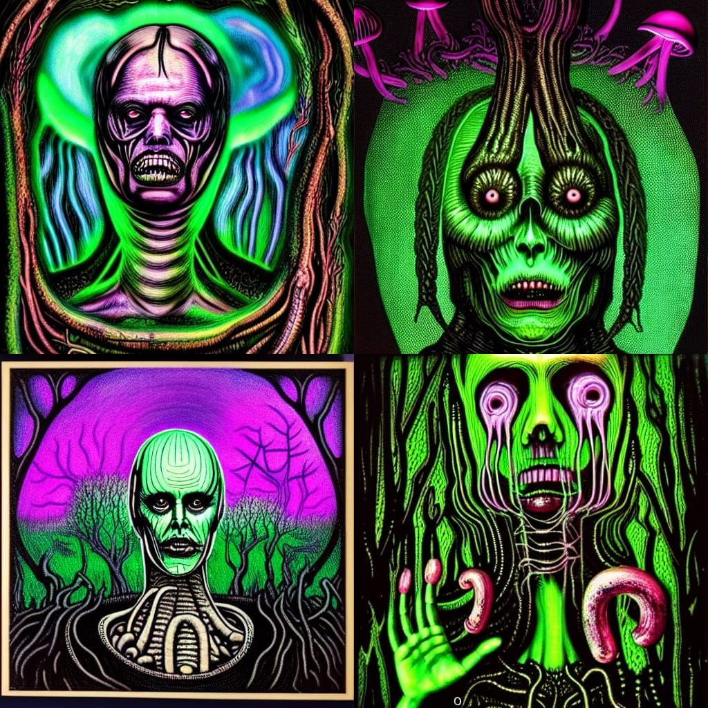 Eldritch Forest Portrait with Glowing Mushrooms