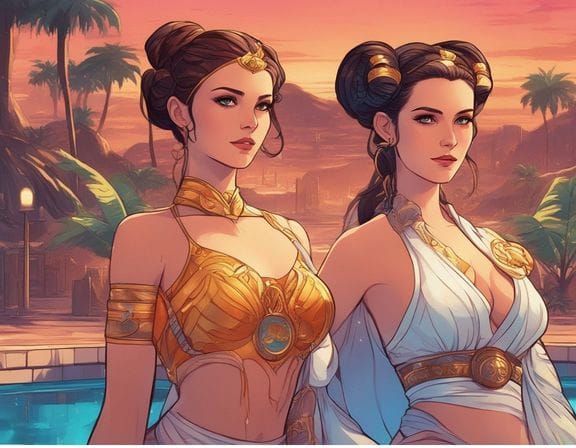Padme and Princess Leia By the Pool