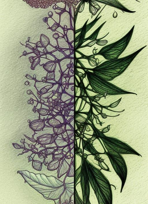 Botanical DNA Cross-Section: Honeysuckle Distillation in Pen...