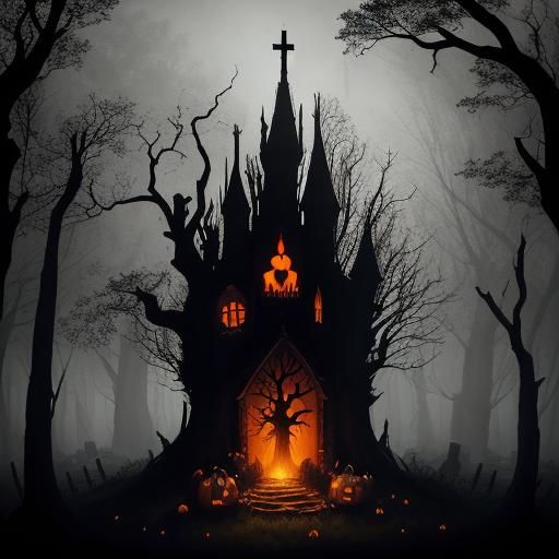 Eerie Gothic Jack-o'-Lantern in Dark Fantasy Scene