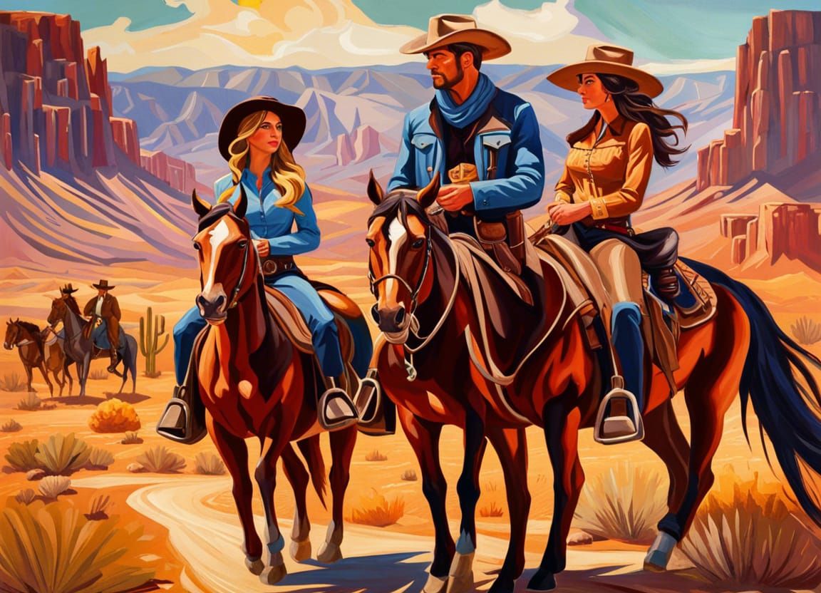 Cowboy and Cowgirl on a Desert Quests