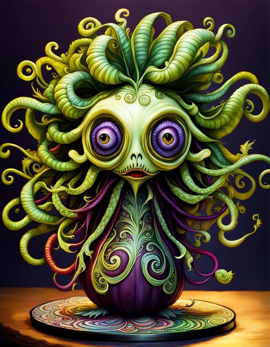 Psychedelic Eggplant Monster Bobblehead by Tim Burton