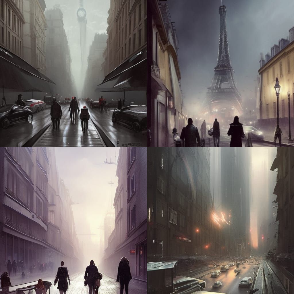 Futuristic Paris Streets in 2030, Realistic Style