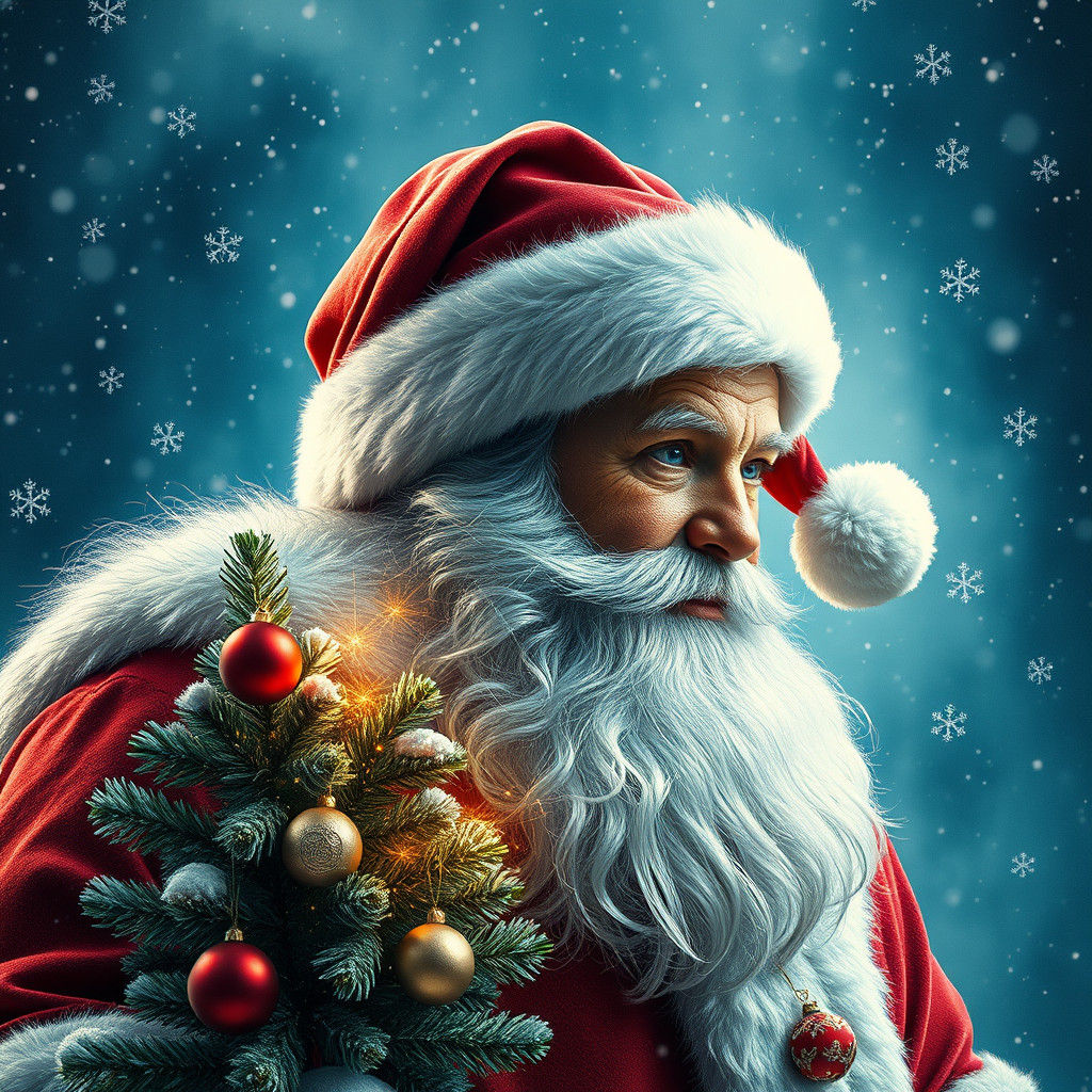 Festive Watercolour Christmas Wallpaper with Santa