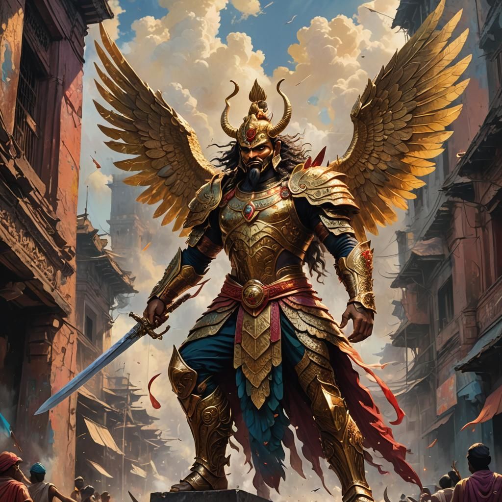 Meghnad, Hero of Sri Lanka, in Oil Painting Style