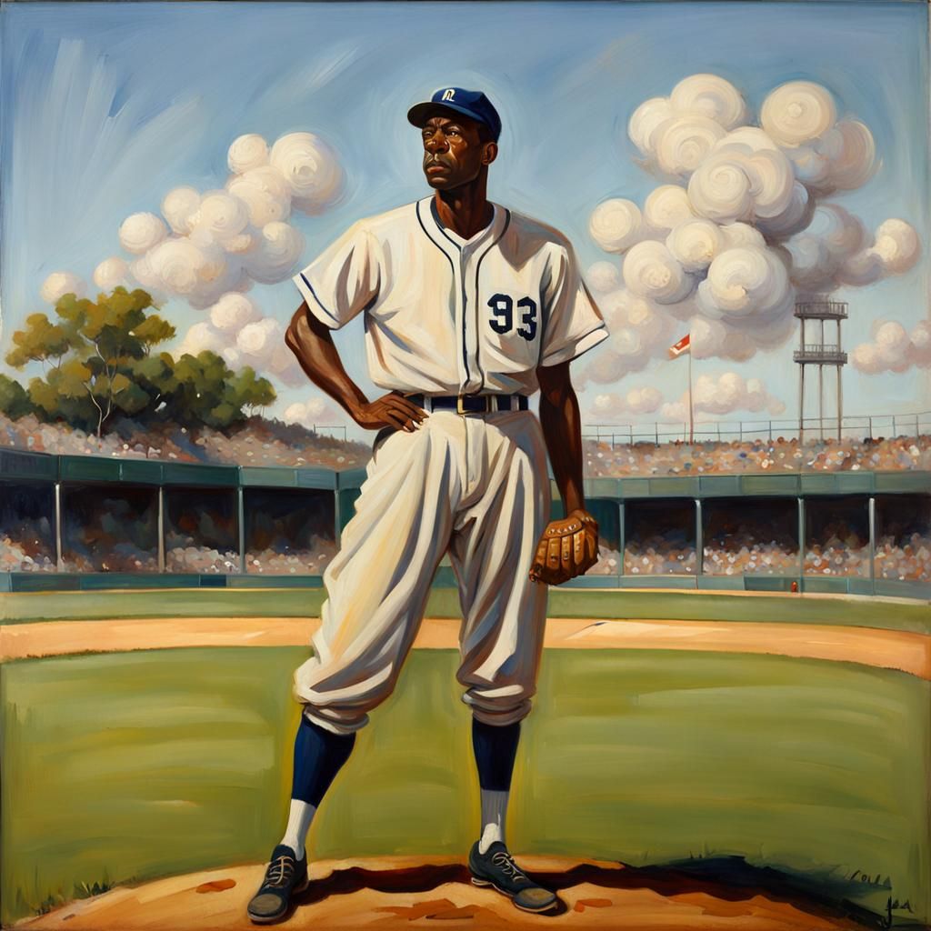 1940s Baseball Pitcher in Oil Painting Style