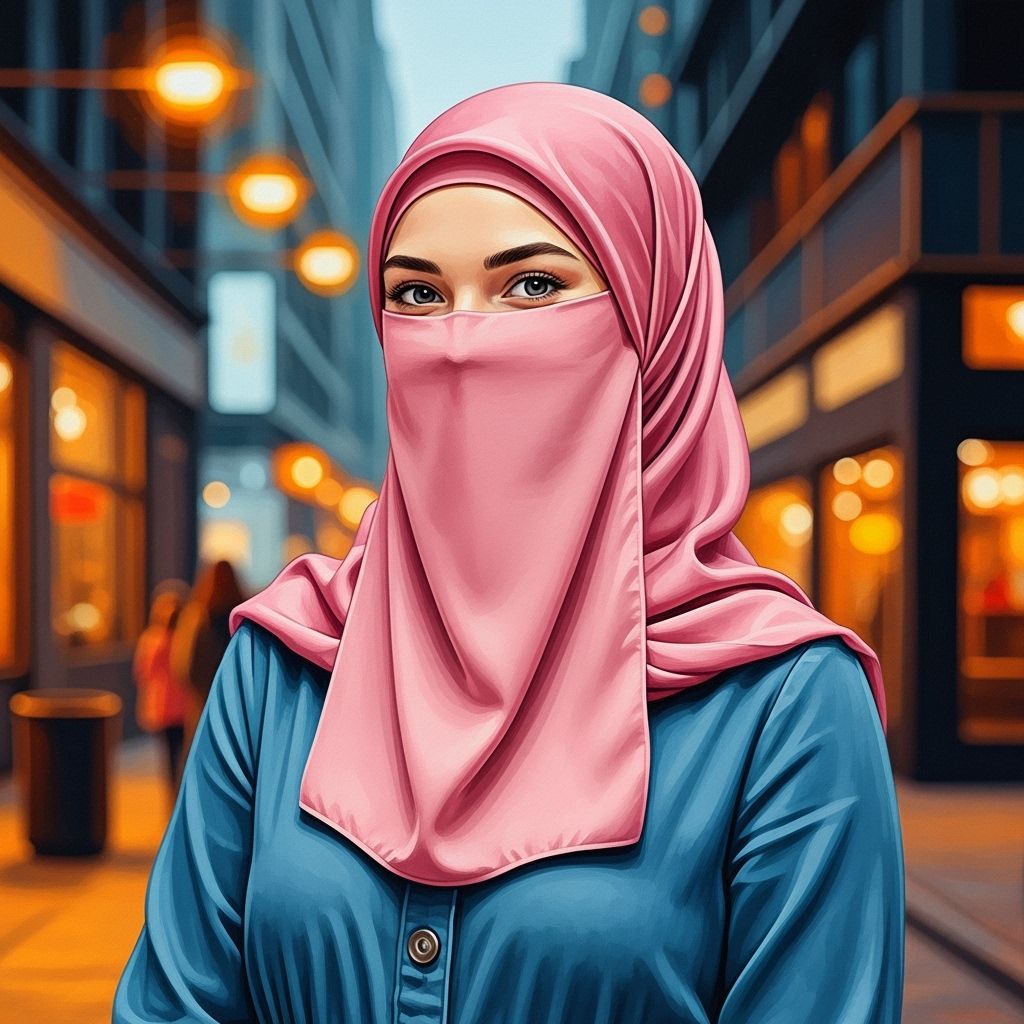 Elegant Irish Woman in Pink Hijab Portrait
