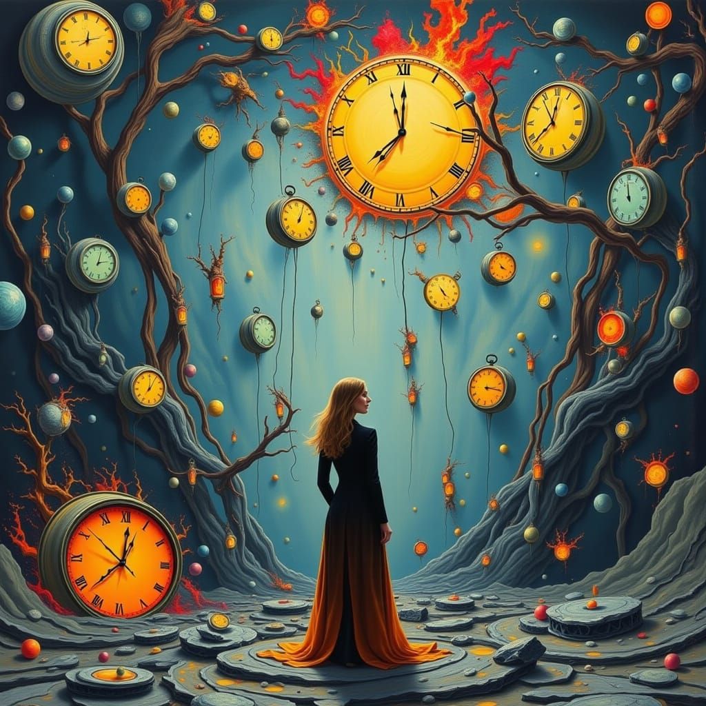 Surreal Woman in Dreamlike Landscape as Digital Art