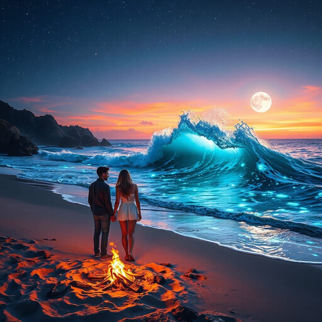 Romantic night at the beach