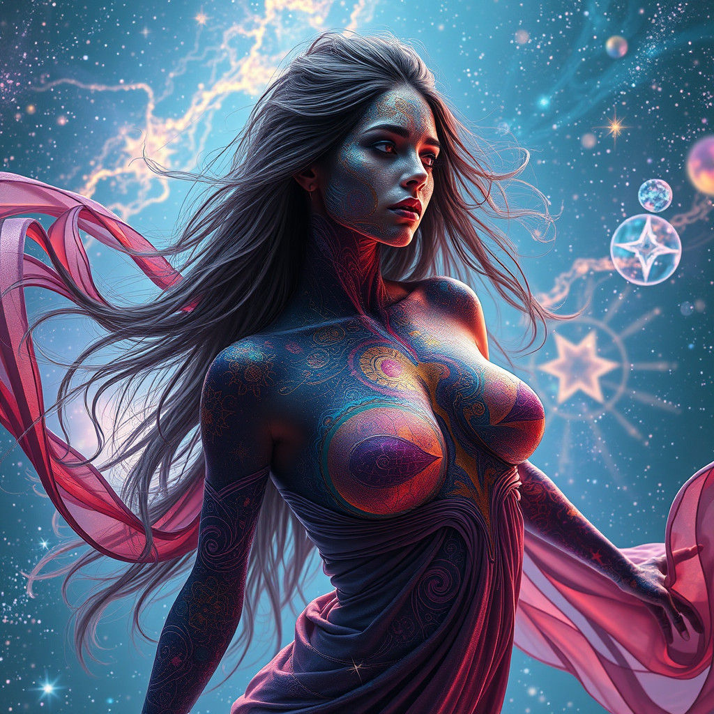 Ethereal Woman with Cosmic Body Paint