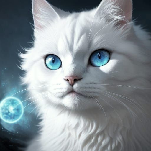 Fluffy Blue-Eyed Cats: Detailed Matte Painting
