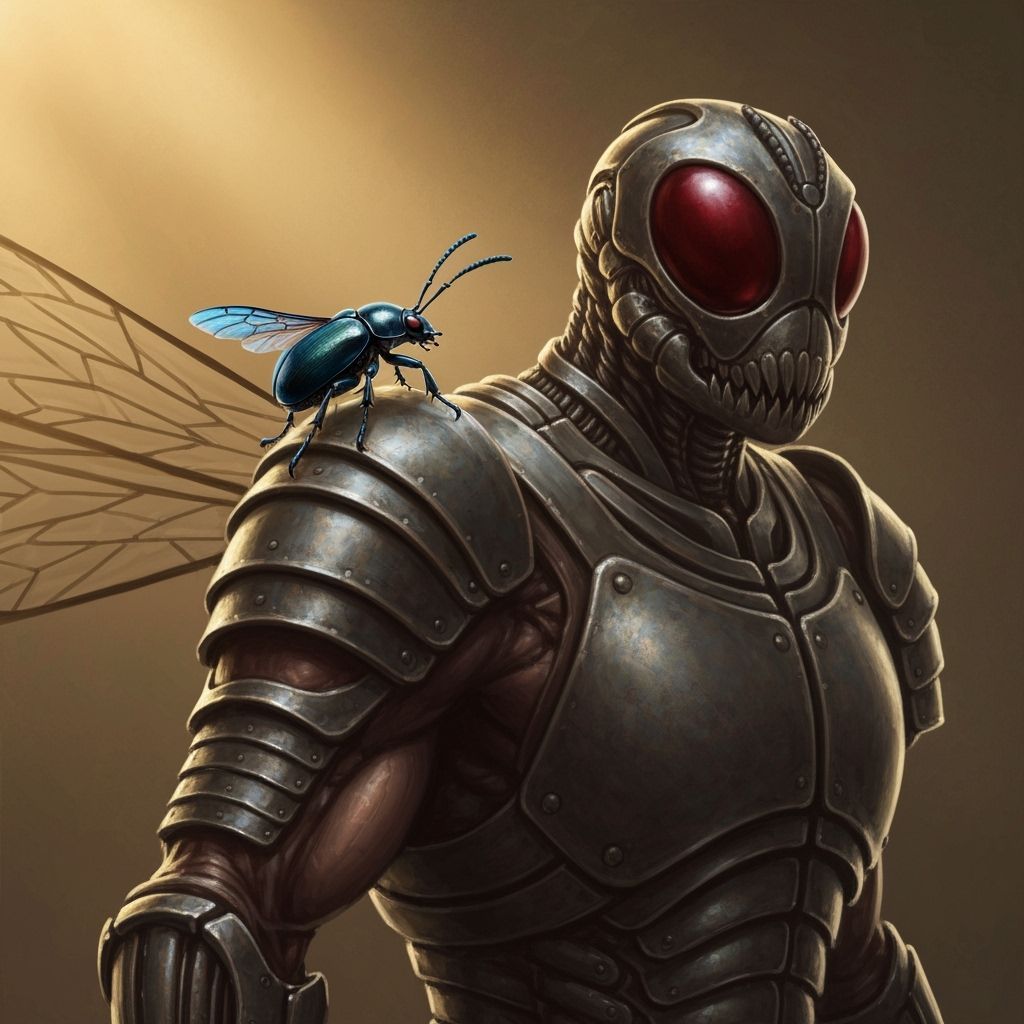 Armored Wasp with Beetle: Biomechanical Art