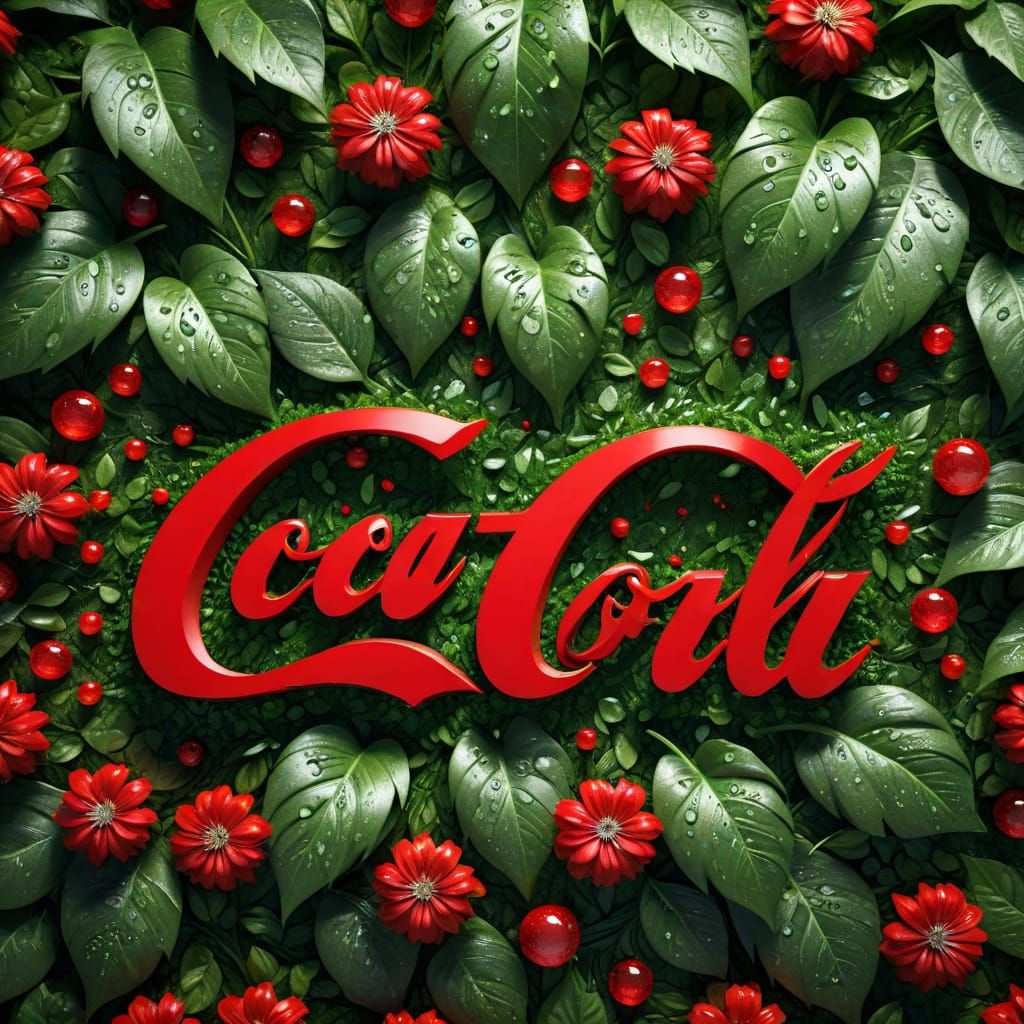 Coca-Cola Logo Redesign with Leaves and Flowers