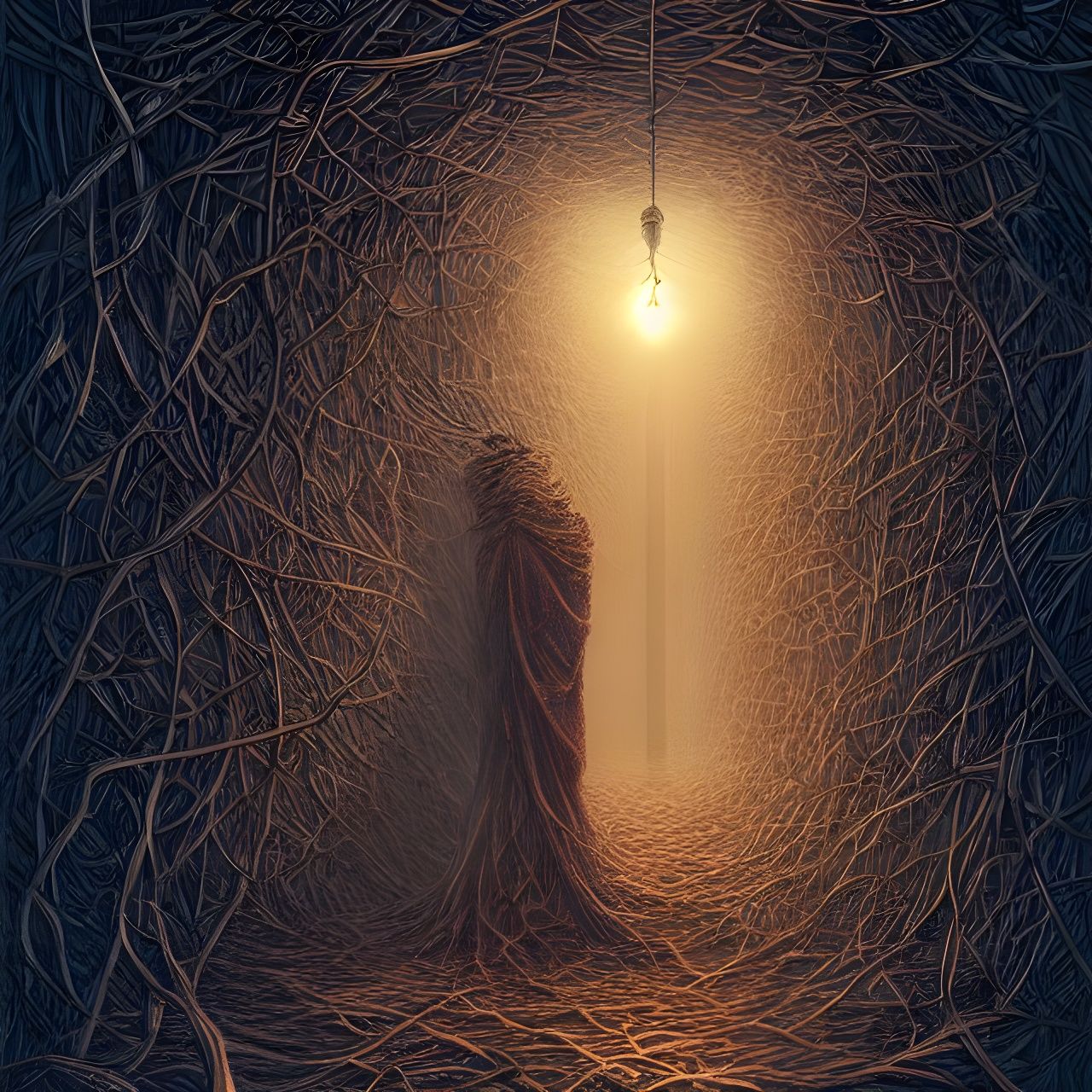 Paranoia: A Darkly Detailed Digital Illustration