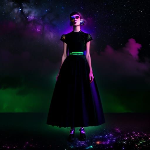 Vibrant Neon Formal Dress in Moody Art Deco Style