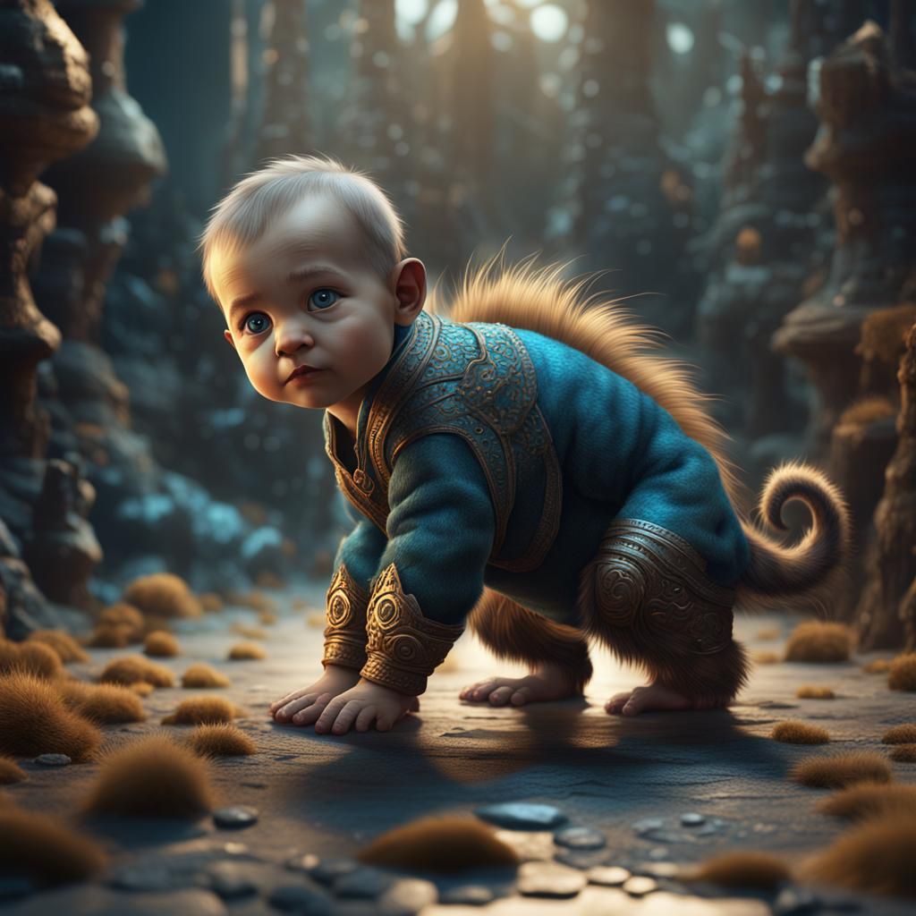 Feral Baby Concept Art in Detailed Digital Painting