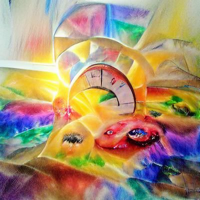 Psychedelic Melting Clocks in Watercolor Sunshine
