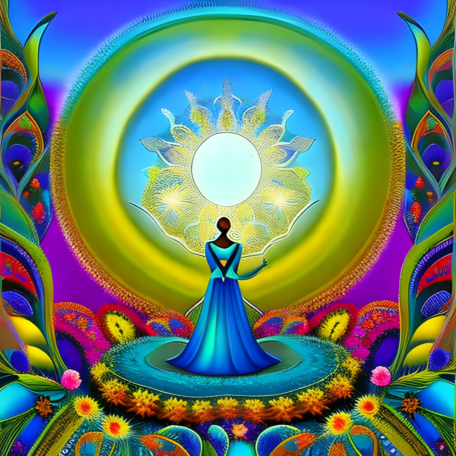 Surreal Moon Flower Garden on Sun and Moon Bed