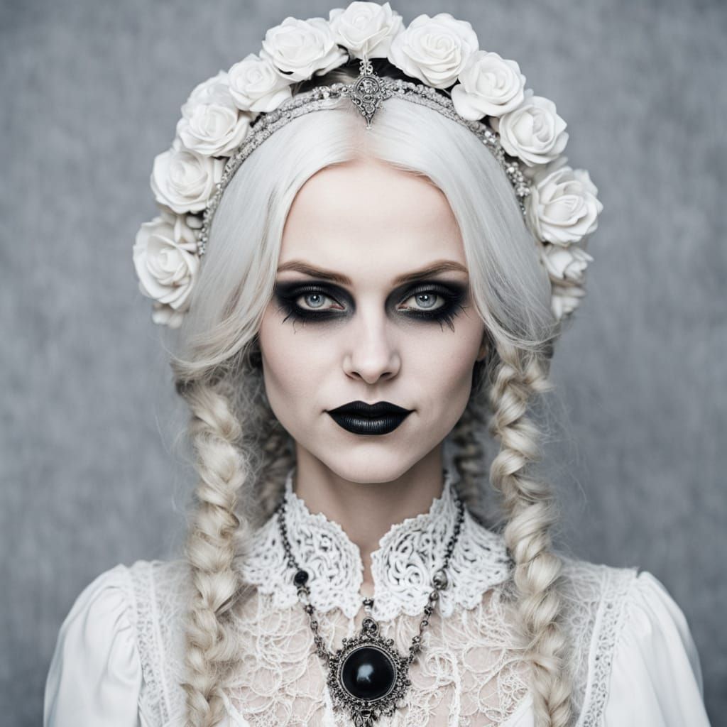 Happy Gothic Portrait in White