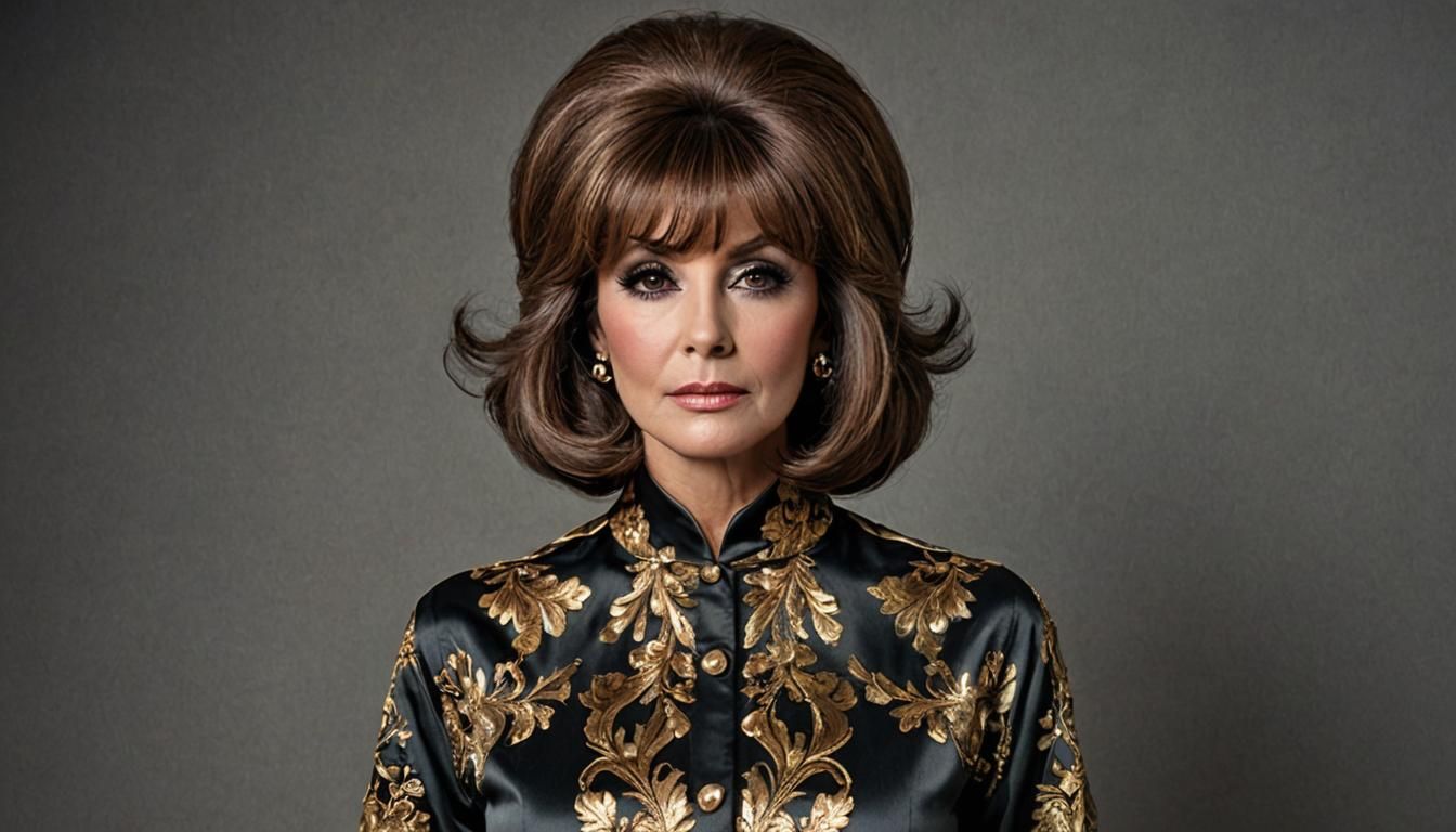 Big hair: Bouffant style with long bangs.