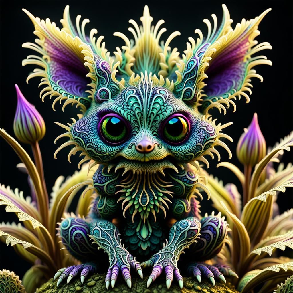 Adorable Alien Gremlin with Fractal Detailing
