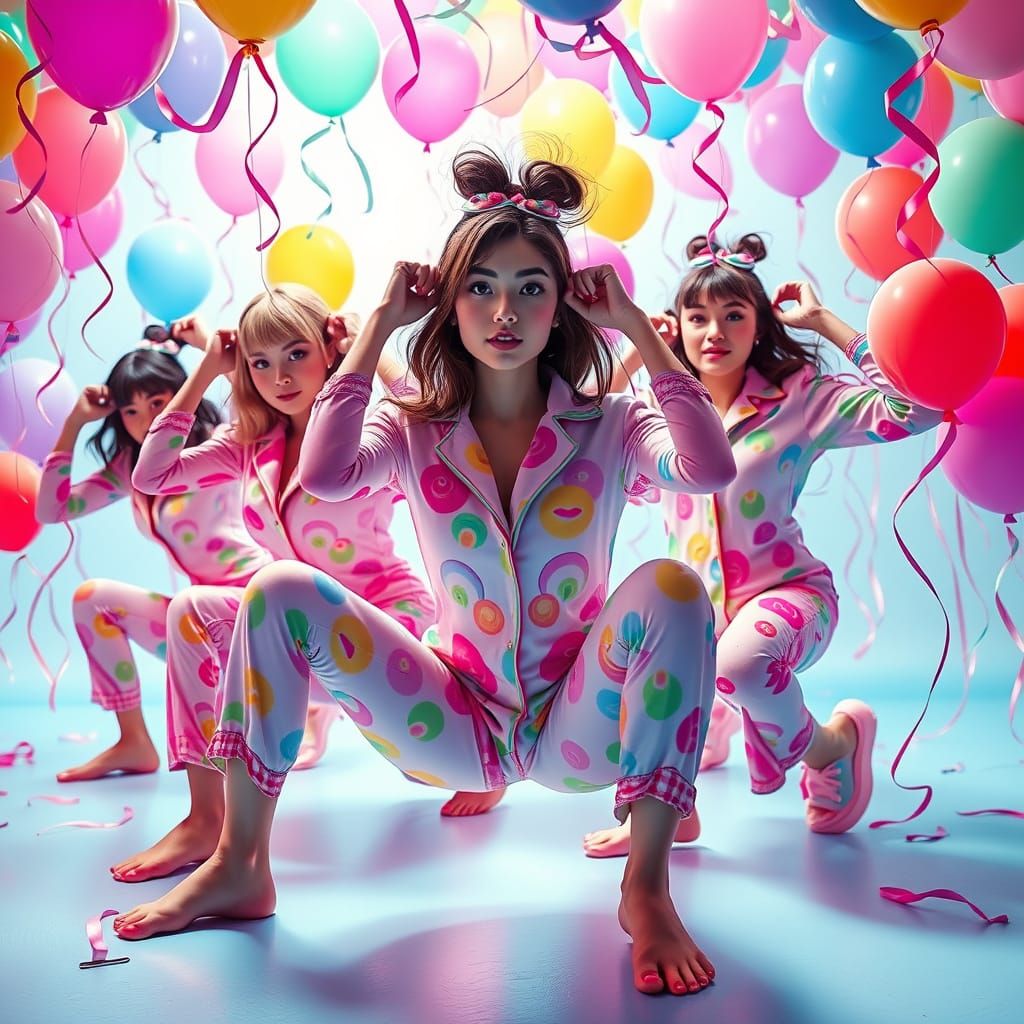 Women's Pajama Push-Up Party in Futuristic Style