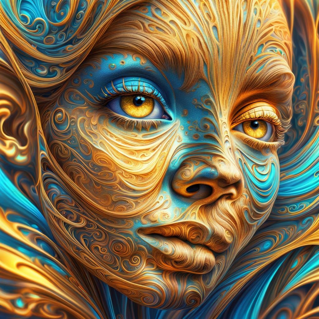 Surreal Face Portrait with Vibrant Colors and Ethereal Light