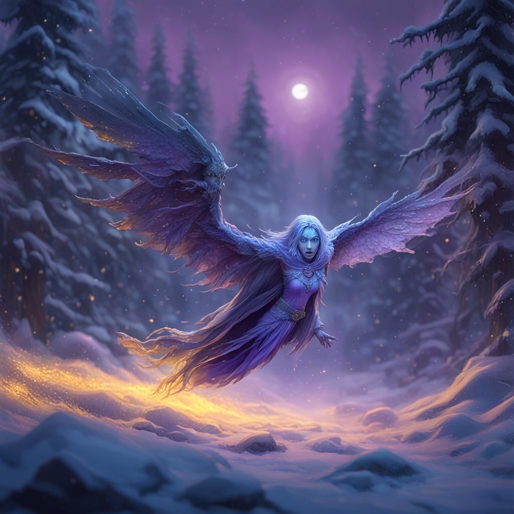 Ghost in Frozen Landscape: Dark Fantasy Art