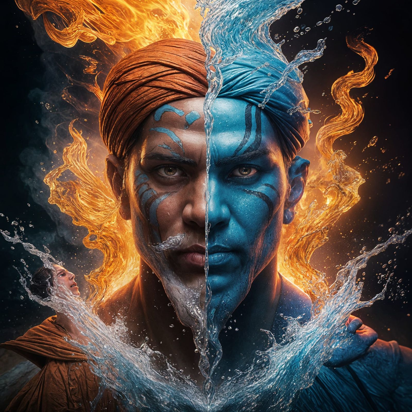 Ethereal Genie Emerges from Elemental Convergence