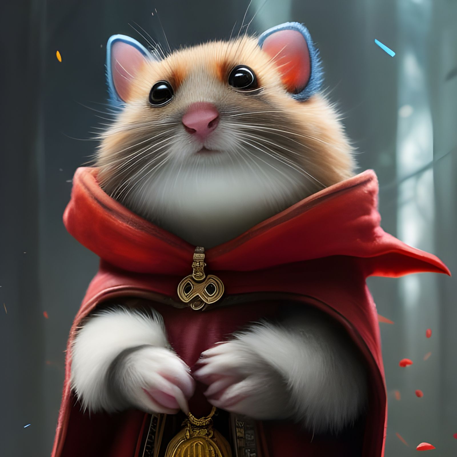 Wizard Hamster with Large Eyes in Detailed Digital Art