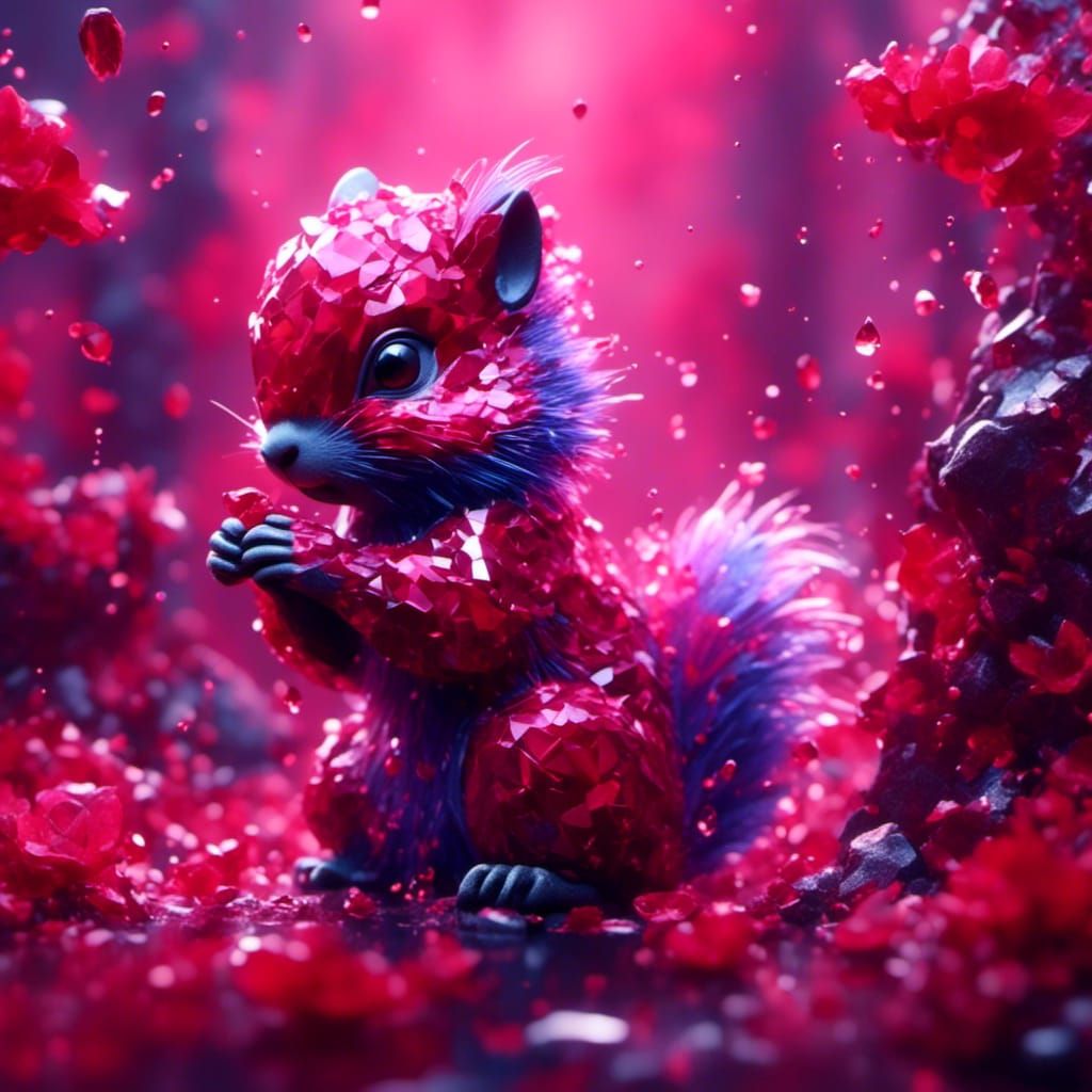 Anime Ruby Crystal Squirrel in Detailed Matte Painting
