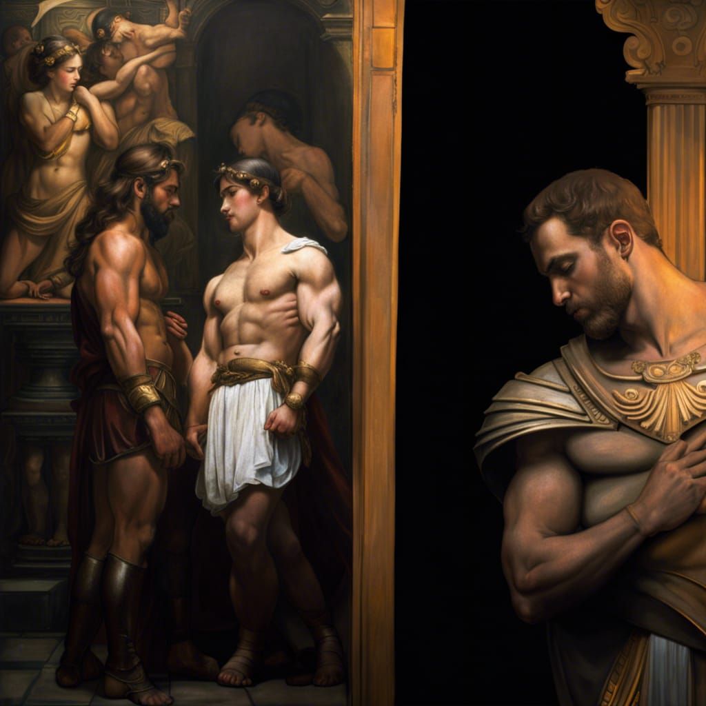 Hercules and Hylas Kiss in Ultra-Detailed CGI Render