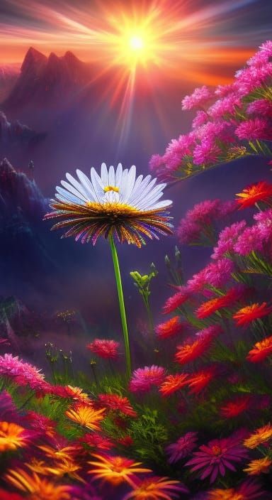 Daisy in a flowergarden