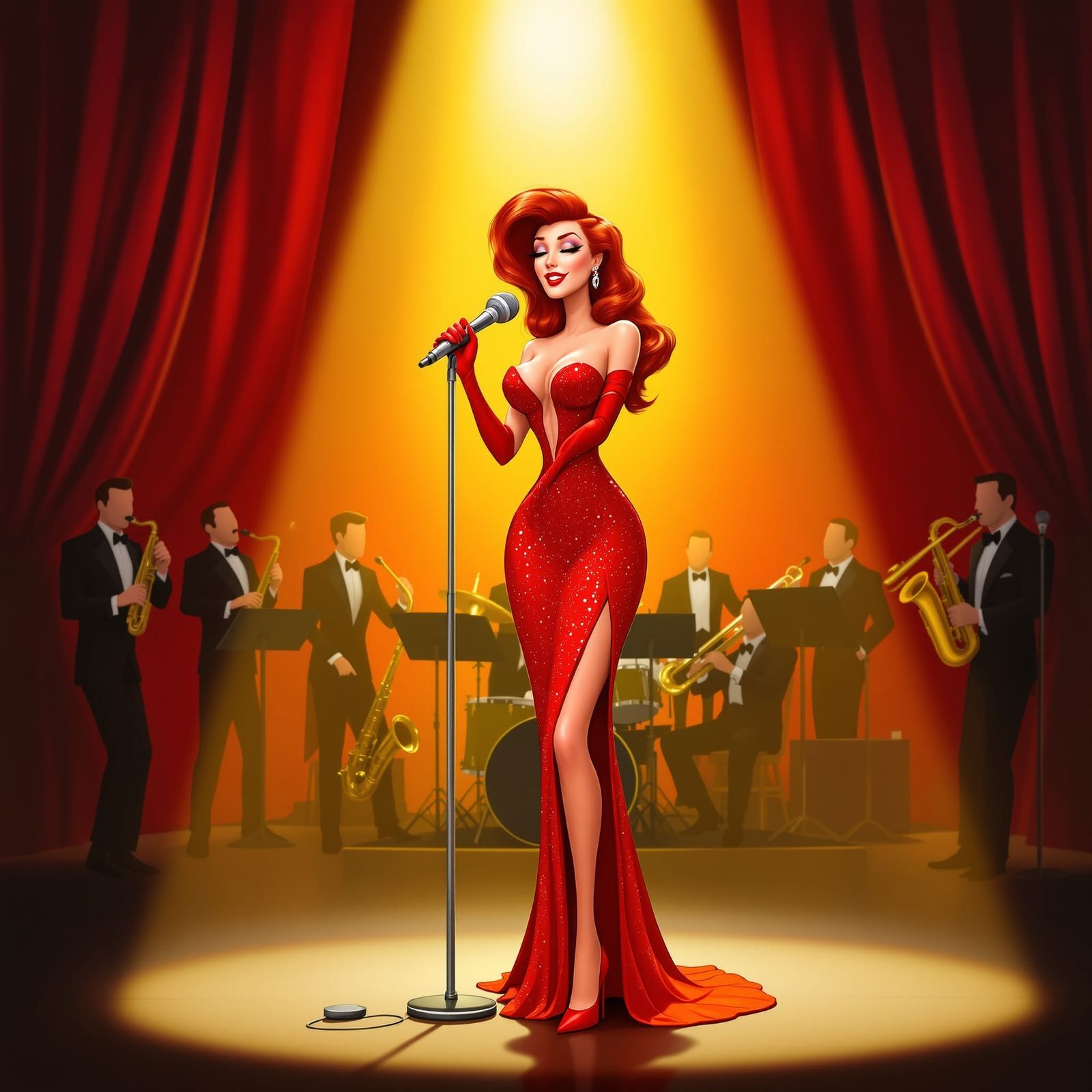 Jessica Rabbit Sings in a 1940s Cabaret