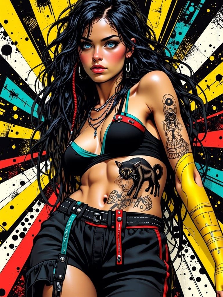 Vibrant Woman Portrait in Pop Surrealist Style