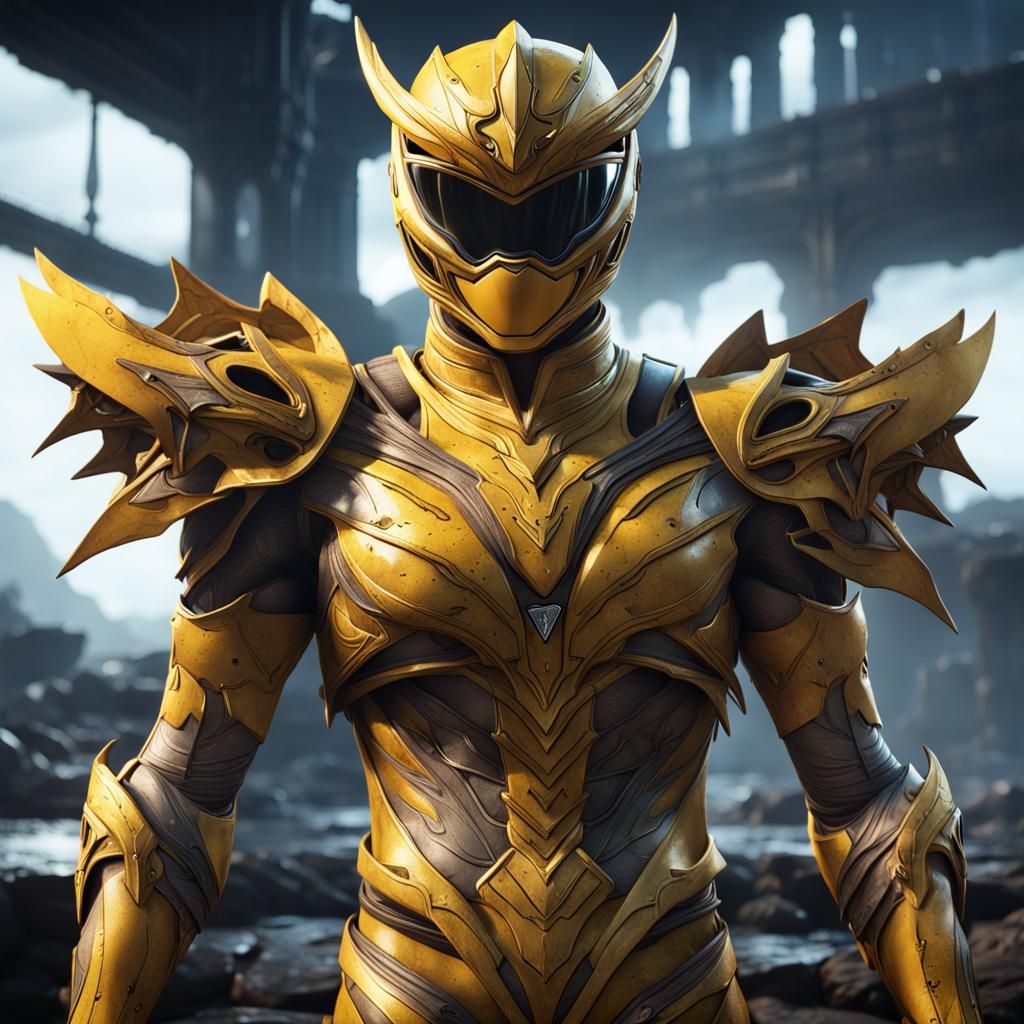 Yellow Power Ranger in Detailed Matte Painting