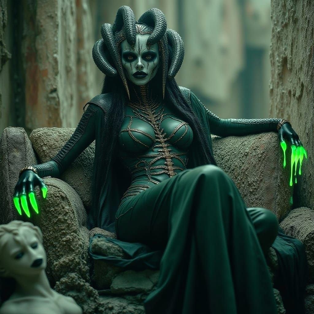 Medusa Queen in Decrepit Throne Room