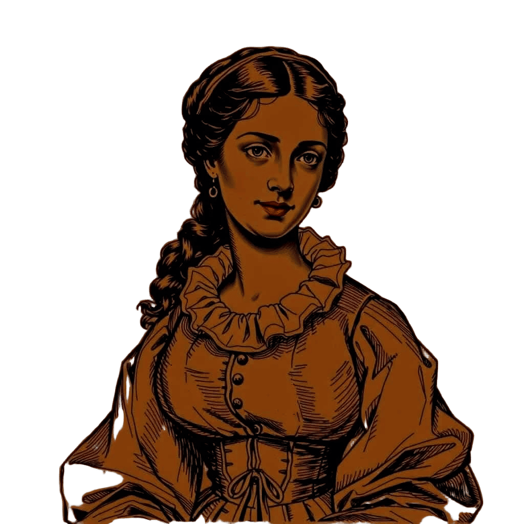 French Woman in Style of Historical Illustration