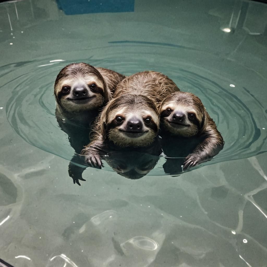 Endless Sloth Reflections in Petrol Blue Underwater