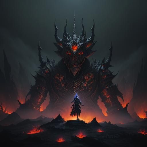 Dragon-Elephant-Tiger Hybrid in Dark Fantasy Abyss