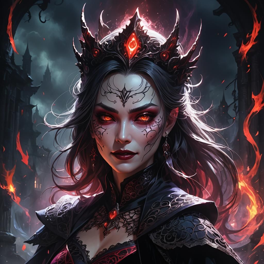 Mystical Villainess Portrait in Anime Fantasy Style