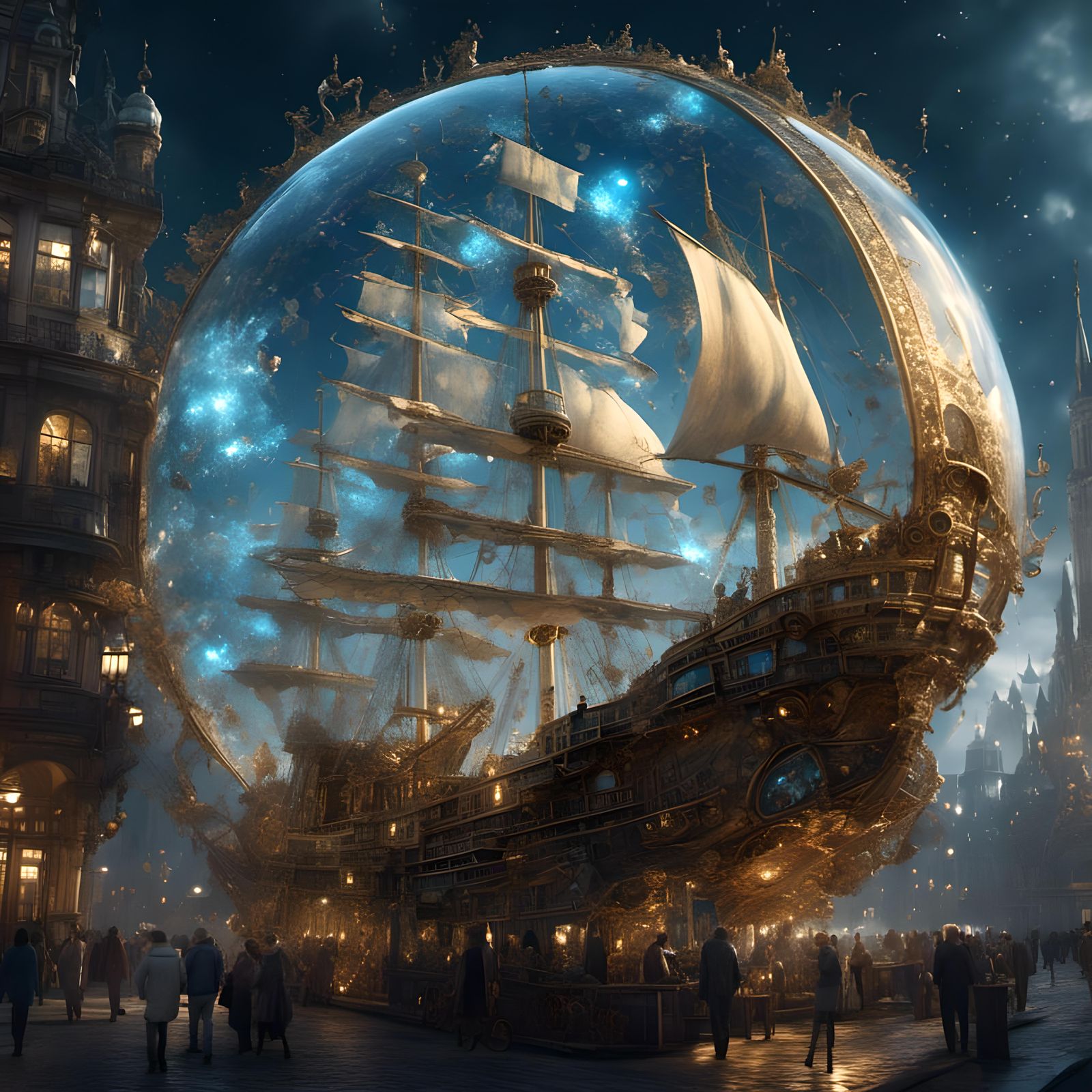 Crystal Snail with Steampunk City Inside